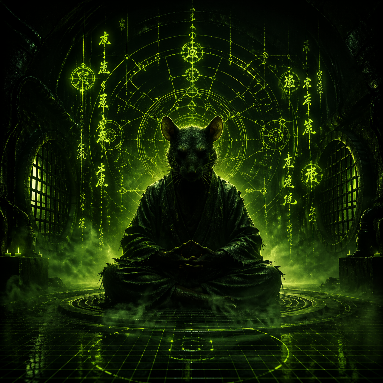 Master Splinter in dark dojo